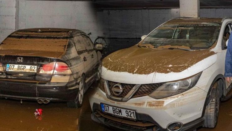 Su altında kalan otoparka inen vatandaş şoke oldu!